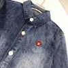 Ny denim baby skjorta polo krage pojkar kappa storlek 100-160 cm barn designer kläder broderade logotyp barnblusar nov25