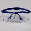 Protection des yeux Lunettes de sécurité en gros Lunettes de protection de laboratoire Lunettes de protection Lentille claire Lieu de travail Anti-poussière Drop Livraison Bureau École Busi Dhwyy