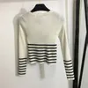 Embroidered Letter Striped Knits Tops Pullover Sweater For Women Long Sleeve Knitting Hoodie Tees Fashion Casual Ladies Bottoming Shirts