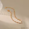 Anklets Women Elegant 18K Gold Plated Metal Link Chain Anklets for Girls Adjustable Length Delicate White Imitation Pearl Anklet R231125