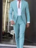 Men's Suits 2023 Fashion Sky Blue Men Suit 2 Pieces(Jacket Pants) Set Custom Wedding Latest Groom Groomsmen