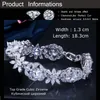 Charm Bracelets CWWZircons Top Quality White Cubic Zirconia Luxury Flower Leaf Big Wedding Bridal Party Charm Bracelet Bangle for Women CB128 230425