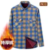 Camisas casuais masculinas inverno pelúcia camisa grossa série xadrez manga comprida 2 bolsos de peito para roupas quentes e grandes