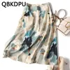 Юбки Негабаритная 5xl Satin Tie Dye Vintage Printed Aline Юбка Женская уличная одежда Boho Corean Trend Mid длина Faldas Casal Jupe 230424