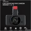 Car Dvr Car Dvrs Dash Cam Dvr 24H Hd 1296P Camera Dual Lens Video Recorder Black Box Cycle Dashcam With Wifi G-Sensor Night Camcorder Otmmg