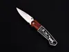 New A1910 Pocket Folding Knife 440C Satin Blade Rosewood/Steel Handle Outdoor Camping Hiking Fishing EDC Knives with Nylon Bag