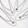 Chains Double-layer Stacked Necklace Square Rhinestone Exaggerated Chain French Light Luxury Simple