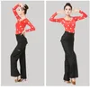 Vêtements de scène noir pantalon de poche latine adulte femme taille haute pantalon à jambes larges pratique danse de salon norme nationale H655