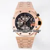 APF 42mm 26470 A3126 Automatisk kronograf Mens Watch Rose Gold Grey Textured Dial siffer Markers RG Rostfritt stål Armband Super Edition TrustyTime001watches