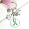 Keychains Aankomst Green Ribbon Mental Health Cancer Awareness Sieraden geven Hope nooit op Charms Key Chain Keyrings geschenken