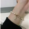 Designers Saturn Pearl Bracelets Cadeia com logotipo 18K Golden Classic Paperclip Bracelets Never Fade