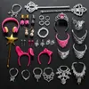 Doll Accessories 38pcsset Simulation jewelry Necklace Crown Earrings Pink Hanger Mirror Comb For Toys 230424