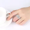 Sier Layered Round Full Rhinestone Stretch For Lady Fashion Women Wedding Elastic Ring