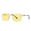 Sunglasses Flat top narrow Sunglasses modern mirror legs in the shape of jumping cheetah decorative sunglasses 1847s