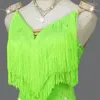 Scene Wear Custom Latin Dance Dress Green Fringe Professional Competition Performance Kirt Platform