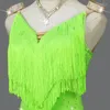 Stage Wear Custom Latin Dance Kleid Green Fringe Professional Competition Performance Rock Platform