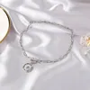 Hänghalsband tjocka kedja växlar klämma guld blandad länkad cirkel för kvinnor minimalistisk choker halsband smycken present