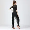 Escenario desgaste mujeres adultas baile latino pantalones con flecos damas moderno baile de salón pantalones largos ropa de baile trajes de rendimiento