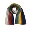 Écharpes Belle bande multicolore hiver épais écharpe tricotée multi-usages grandes enveloppes femme extérieure chaude