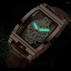 Wristwatches Square Transparent Full Hollow Quartz Watches Men Top Golden Male Wristwatch Man Relogio Masculino