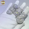 Gioielli di prezzo di fabbrica all'ingrosso Sier Iced Out 2 file di diamanti cubani Anelli Anello Moissanite Hip Hop