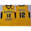 男性12 ja morant custom murray State Racers College Jerseysブルーホワイトイエローカスタマイズ大学バスケットボールウェアアダルトサイズステッチジャージー