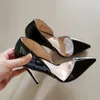 SURET Buty Sepatu Klasik Wanita Hitam Berkilau 8cm 10cm 12cm Hak Tinggi tipis UKURAN BESAR 3345 UJUNG LANCIP Kantor Pompa Nyaman Ringkas QP188 Roviciya 230425