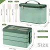 Ensembles de vaisselle Boîte à bento de 1500 ml avec sac - Ensemble de couverts à déjeuner à 3 couches Récipient de préparation de repas 4 en 1 isolé