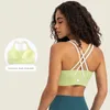 L367 SPR Ribbed BH Longline Yoga Topps Women Sports Bras Cross Strap Sexig Back Fashion Underkläder Rib Brassiere med fasta vadderade koppar