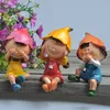 Dekorativa föremål Figurer 3st Cartoon Dolls harts prydnad DIY miniatyr saga husdekor terrarium ll inte se lyssna säger 230425