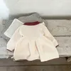 女の子のドレス春秋の女の赤ちゃん編みドレスアプリコットターンダウンカラー長袖甘いお姫様服e22401 231124