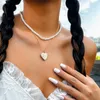 Pendant Necklaces Separable Layered Chain With Big Heart Necklace For Women Trendy Imitation Pearl Beaded Neck Chians 2023 Fashion Jewelry