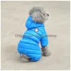 Abbigliamento per cani Designer Abbigliamento per cani Abbigliamento invernale Impermeabile antivento Cani Cappotti Caldo pile imbottito Freddo Pet Snowsuit per Chihu Dhbqh