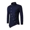 Camicie da uomo camicie da uomo stand collare chimise formale slim fit maniche lunghe orlo irregolare blusa social camisa abbigliamento da ufficio aziendale