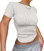 T-Shirt T-Shirts Damen Damen Langarm Crop Top Y2k Kleidung 2023 Herbst Lässig Geraffte Weiß Dünn Schwarz Grundlegendes T-Shirt Korsett Pulovers T-ShirtWWTL