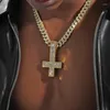 Hänge halsband Big Crucifix Halsband Hip Hop Punk Cuban Chain Rhinestone-Necklace Födelsedagsmycken gåva för män kvinnor K3nd