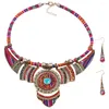 Hänge halsband etnisk stil halsband uttalande smycken kvinnor dinglar örhängen tjej trendig charm tonåring flickor mode