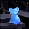 Stone Bldog Statue Natural Stone Crystal Carved Healing Animal Dog Figurine Reiki Gemstone Crafts Home Desktop Decoration Drop Deliver Dhldv