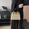 Shoulder Bags Summer Wooden Handle Hand bags for Women Bohemian Beach Bag Lovely Purses and Handbags Designer Messenger Bag Hand Woven Satchel