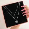 Pendant Necklaces 2023 Fashion Multilayer Hip Hop Butterfly Love Moon Chain Necklace For Women Men Jewelry Gifts Pearl Accessories