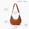 Kvällspåsar Mabula Brown Half Moon Women Hobo Axel Purses Brand Casual Leather Tote Handväskor mode Portable Sling Crossbody Bag 230425