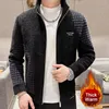 Männer Jacken Hohe Qualität Zipper Geometrische Patchwork Muster Männer Mantel Herbst Winter Homme Heren Kurze Jaquetas Masculino