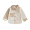 Giubbotti 6M-3Y Bambino Neonato Bambina Abbottonatura Top Cappotto di colore a contrasto Camicia a maniche lunghe Tasca Giacca Primavera Abbigliamento estivo per bambini