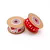 Sieradenzakken 25 mm 5m schattige stijl lint witte aardbei /rood hart polyester printen bruiloft geschenkverpakking