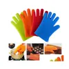 Andra hemträdgårdar 2021 Nya Sile Oven -handskar Värmebeständig tjock matlagning BBQ GRILL GLIKE MITTS Kök Gadgets Kitche N Tillbehör WI OTWN7