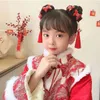 Haaraccessoires Kwastje Strik Pruik Gevlochten Touw Leuke Rode Doek Kinderen Hanfu Ring Strik Elastische Haarbanden Chinese Jaar Hoofddeksels Baby