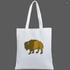 Borse per la spesa Borsa di tela personalizzata personalizzata bisonte americano Borsa casual personalizzata di grande capacità da donna