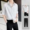 Survêtements pour hommes Été Hommes Chemises Ensemble Chemise légère rayée Pantalon assorti Survêtement Homme Manches courtes Costume surdimensionné Vêtements BS149