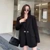 Abiti da donna Blazer lunghi Abiti da giacca larghi Abbigliamento Cappotti e giacche da donna Solid Over Black Abbigliamento da donna giovanile Capispalla