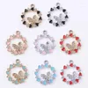 Charms 10 Pieces/Set 21 18 Mm Round Hearts Butterfly Metal Rhinestone Pendant Earrings For Jewelry Making